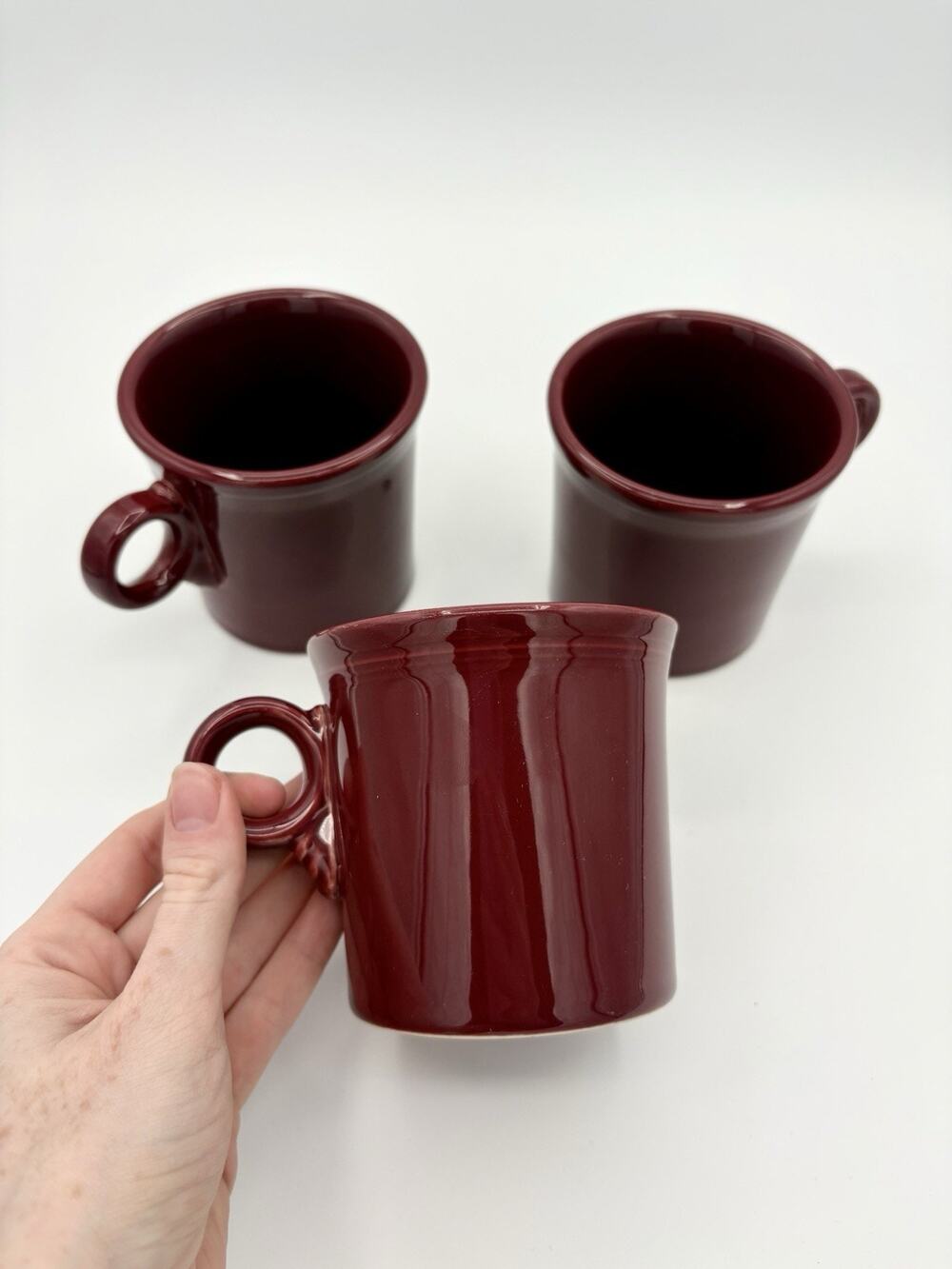 HLC Fiestaware Claret Mugs Discontinued O Ring Coffee Cup 10oz Fiesta Lot Of 3